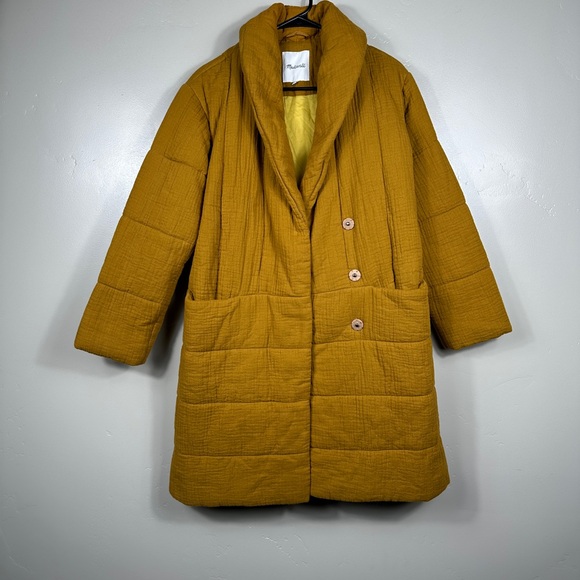 Madewell Lightspun Dumont Quilted Coat in Antique Gold Size XXS - Picture 2 of 8